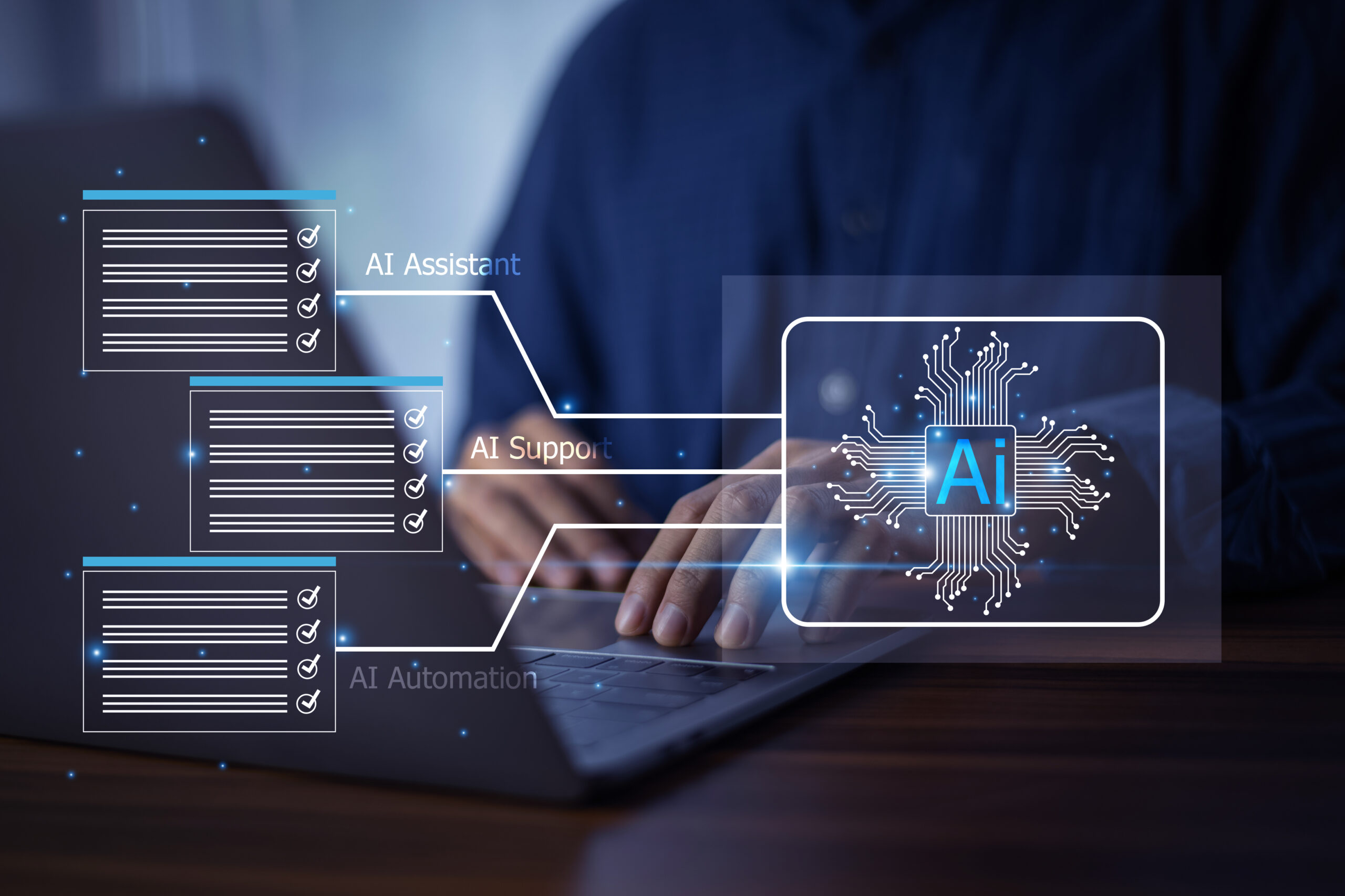 businessman interacting with advanced ai technology visualizing datadriven solutions innovative tools business strategy digital transformation scaled